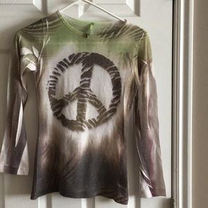 Peace long sleeve knit polyester tee